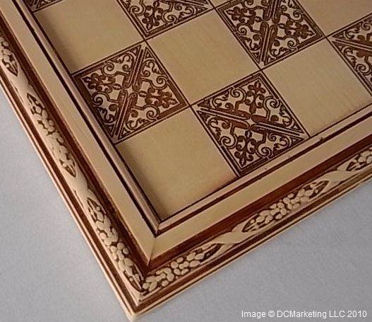 'Victorian Ivory' Ornamental Resin Chess Board - 35.5cm